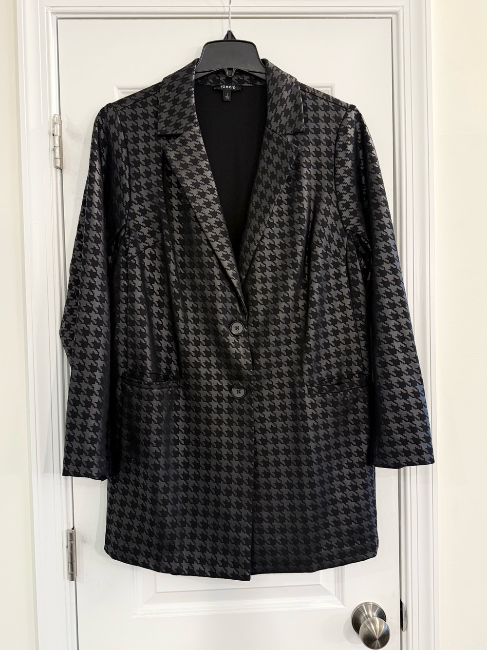 Torrid Black Houndstooth Ponte Blazer Size 2 Business Casual Office Jacket